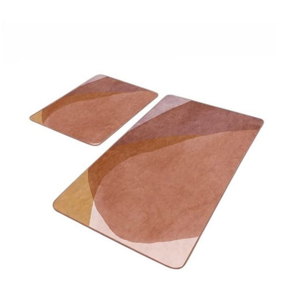 Кафяви кадифени килими за баня в комплект от 2 бр. 60x100 cm – Mila Home