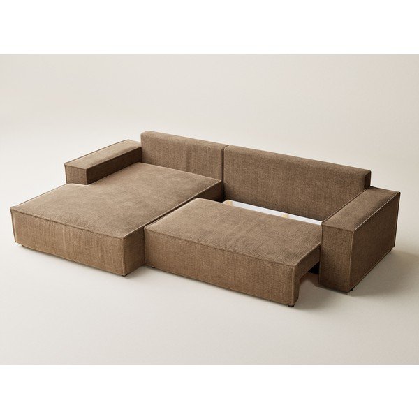 Светлокафяв шенилов сгъваем/с място за съхранение ъглов диван (ляв ъгъл) Maze – Maison de Rêve-image-3