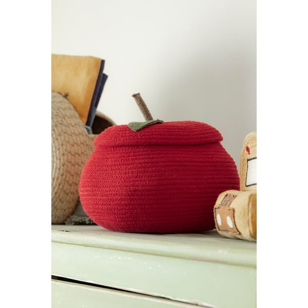 Червена текстилна детска кошница за играчки ø 28x20 cm Apple – Lorena Canals-image-1