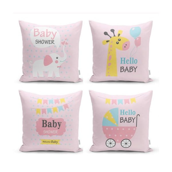 Комплект от 4 декоративни калъфки за възглавници , 45 x 45 cm Baby Girl - Minimalist Cushion Covers