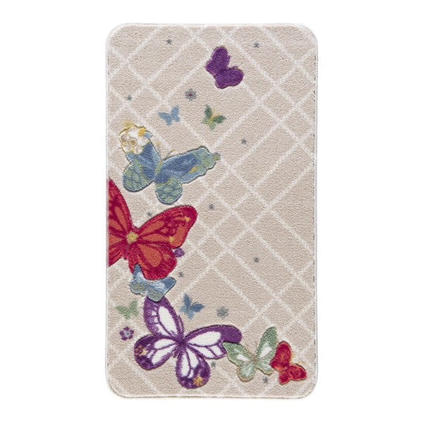 Бежов килим за баня с шарка Confetti Butterfly, 80 x 140 cm - Foutastic