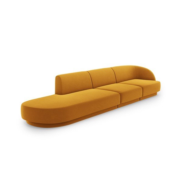 Диван от кадифе в цвят горчица 302 cm Miley - Micadoni Home-image-3
