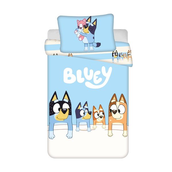 Синьо  памучно спално бельо за детско креватче 100x135 cm Bluey – Jerry Fabrics