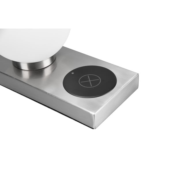 Настолна лампа с безжично зарядно устройство в сребристо (височина 15 см) Chloe - Reality-image-4