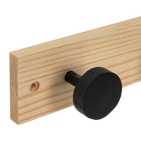 Стенна закачалка от масивен бор в черен и естествен цвят 40 cm Anillos – Casa Selección-image-1