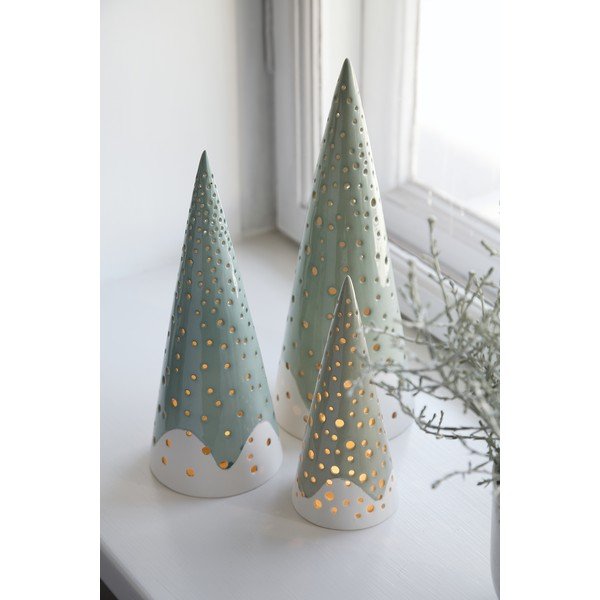 Тюркоазен коледен свещник от костен порцелан , височина 25,5 см Nobili - Kähler Design-image-1