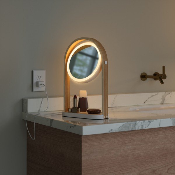 Козметично огледало масивно дърво (увеличение 10x) 12x38 cm Bellwood – Umbra-image-3