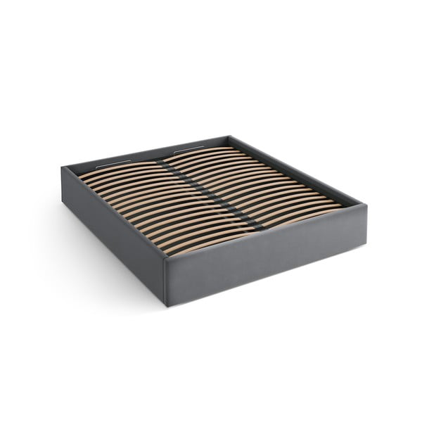 Сиво двойно легло 160x200 cm тапицирано с място за съхранение/без табла с включена подматрачна рамка Susan – Micadoni 