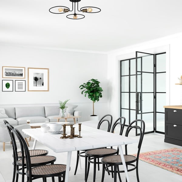 Черно осветително тяло за таван Circle – Opviq lights-image-1