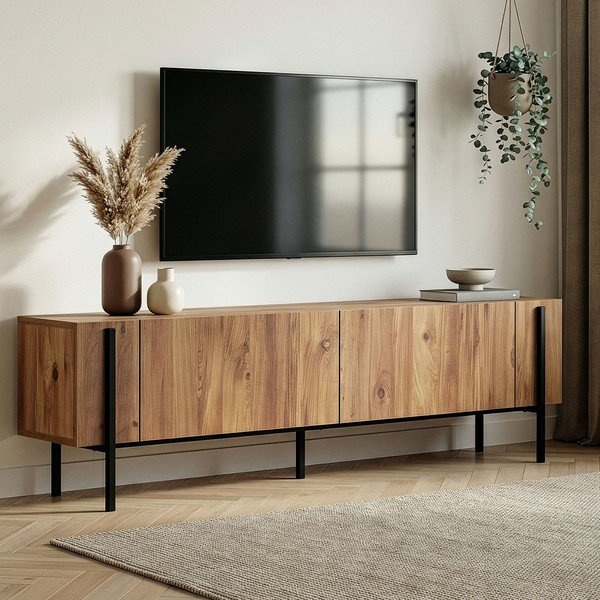 Маса за телевизор от декор от бор в естествен цвят 180x45x30 cm Nexus – Kalune Design-image-2