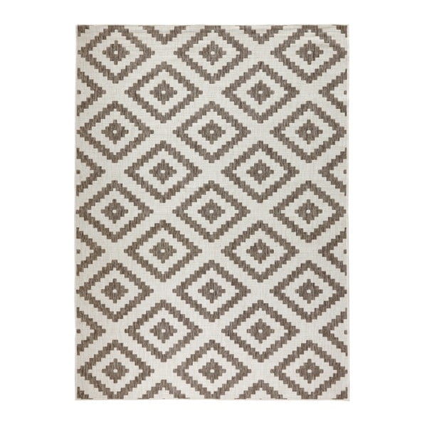 Hnědo-krémový oboustranný koberec vhodný i na ven Bougari Malta, 120 x 170 cm