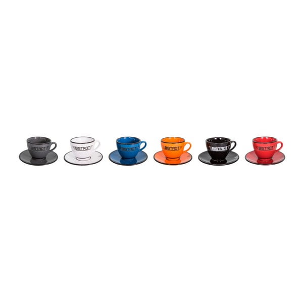 Комплект от 6 керамични чаши с чинийки Bistrot - Antic Line