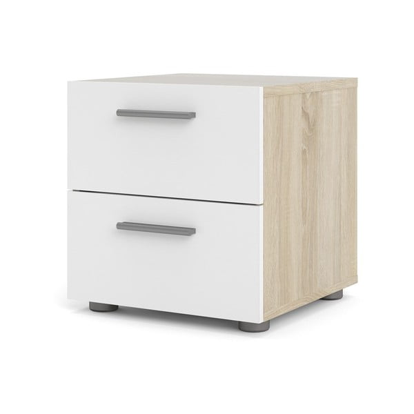 Бяло нощно шкафче в дъбов декор Pepe - Tvilum-image-4