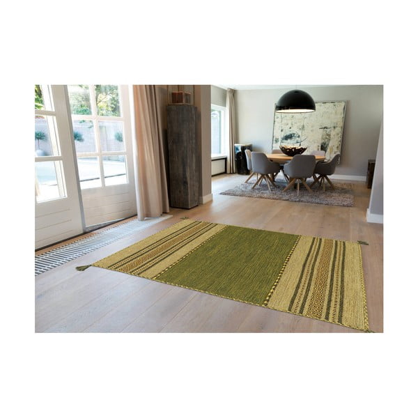 Зелен памучен килим ръчна изработка Navarro 2916, 130 x 190 cm - Arte Espina