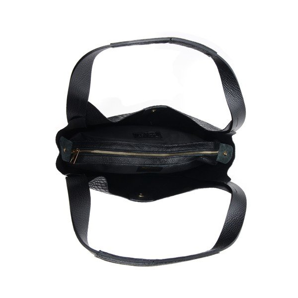 Черна кожена чанта Sierra - Mangotti Bags-image-3