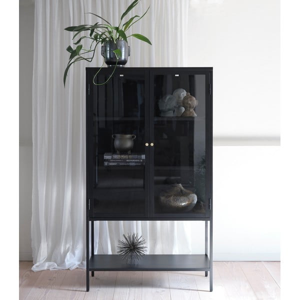 Черна метална витрина 90x160 cm Carmel – Unique Furniture-image-3