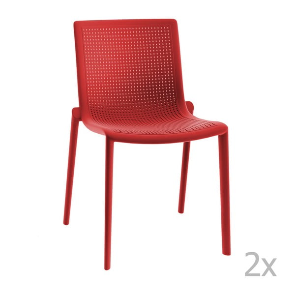 Sada 2 červených zahradních židlí Resol Beekat