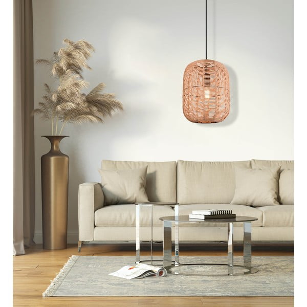 Светлокафяво висящо осветително тяло с текстилен абажур ø 35 cm Runa – Trio-image-3