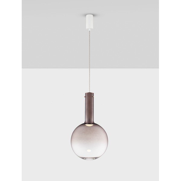 Кафяво стъклено LED затъмняващо се висящо осветително тяло ø 30 cm Nostos – Nova Luce-image-2