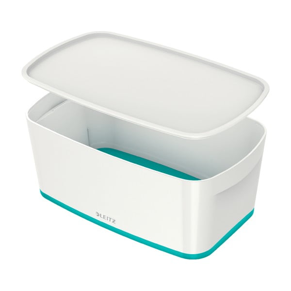 Кутия за съхранение в бяло и тюркоазено с капак Office, обем 5 л MyBox - Leitz