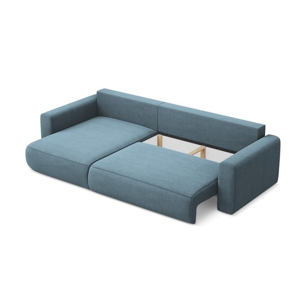 Светлосин разтегателен ъглов диван с място за съхранение (ляв ъгъл) Kapua – Makamii-image-3