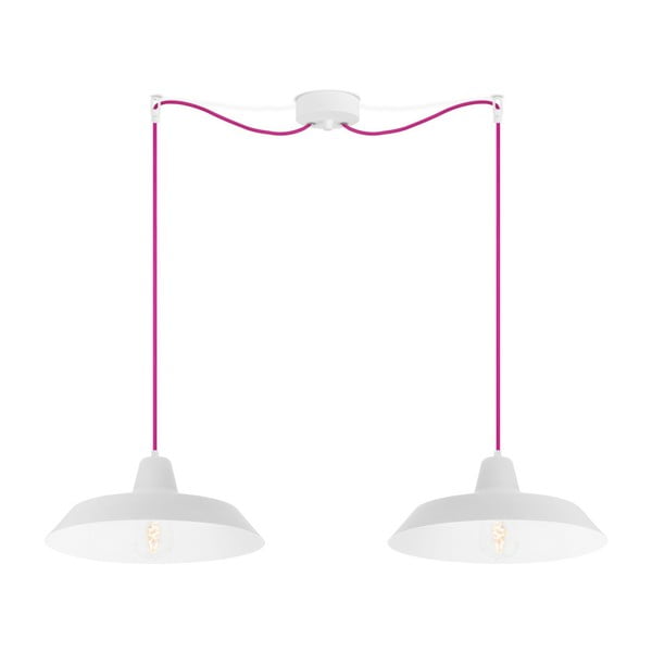 Розова висяща лампа с 2 бели абажура Cinco - Bulb Attack