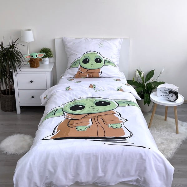 Памучно детско спално бельо за единично легло 140x200 cm Star Wars Baby Yoda - Jerry Fabrics-image-1