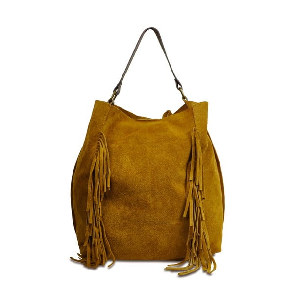 Карамеленокафява кожена чанта Kiona - Infinitif