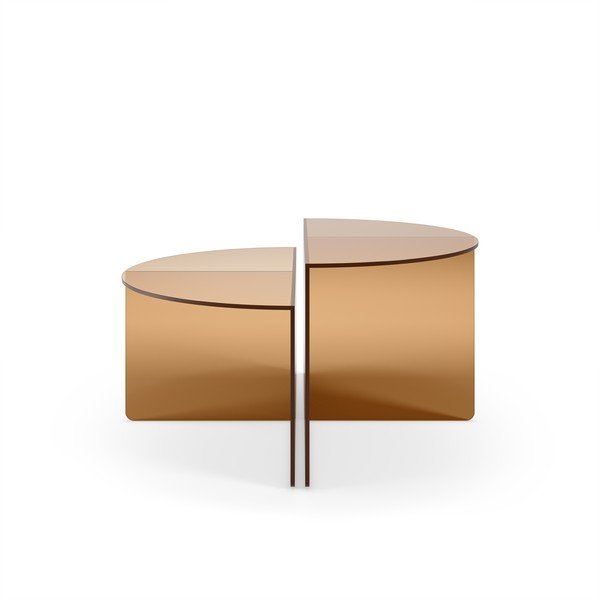 Кафяви стъклени кръгли масички за кафе в комплект 2 бр. ø 80 cm Velta – MOME-image-3