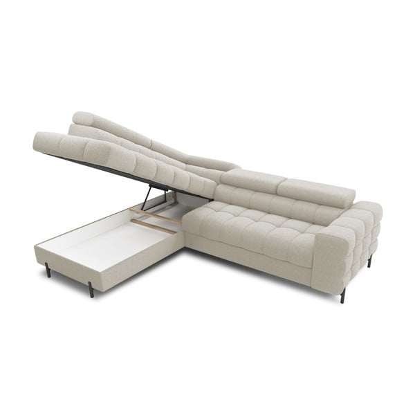 Кремав разтегателен ъглов диван с място за съхранение от букле (ляв ъгъл L форма) Ferucce – ELTAP-image-4