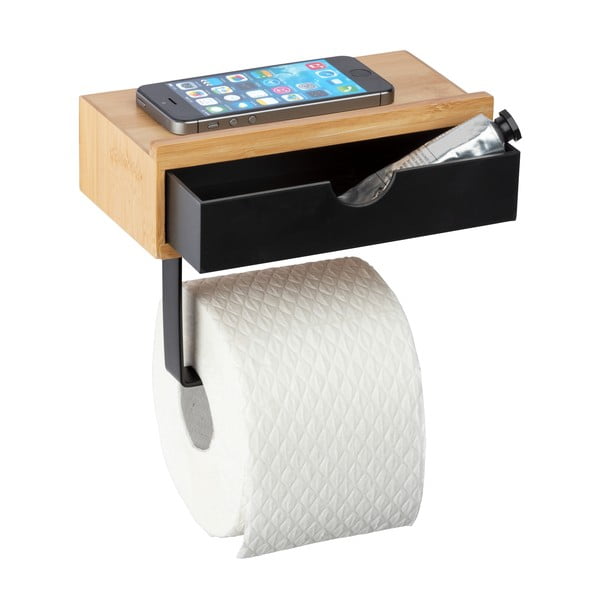 Черен държач за тоалетна хартия с бамбукова облицовка Bambusa - Wenko-image-2