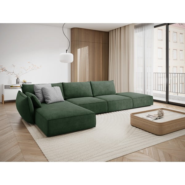 Тъмнозелен ъглов диван (ляв ъгъл) Vanda - Mazzini Sofas-image-1