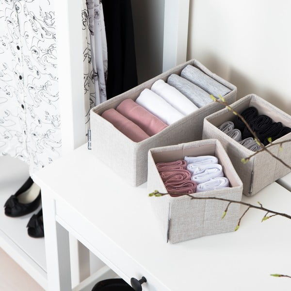 Комплект от 3 бежови органайзера за чекмеджета - Bigso Box of Sweden-image-1