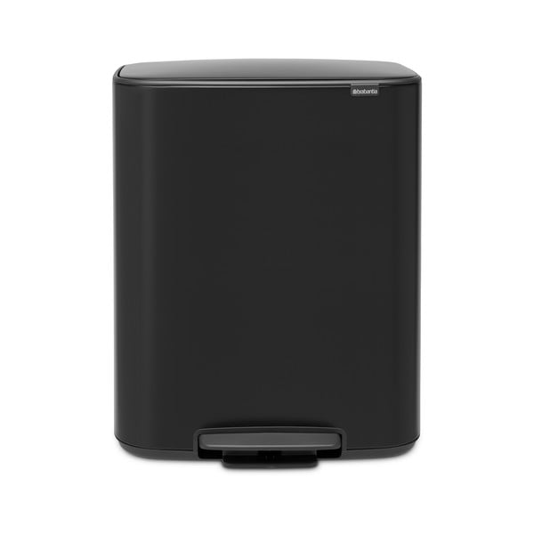 Матово-черно стоманено кошче за боклук за рециклиране с педал 60 l Bo – Brabantia-image-4