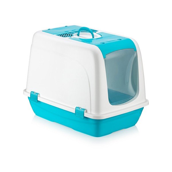 Бяла и синя котешка тоалетна - Petpetite