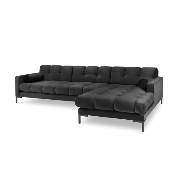 Тъмносив ъглов диван от кадифе , десен ъгъл Bali - Cosmopolitan Design-image-2