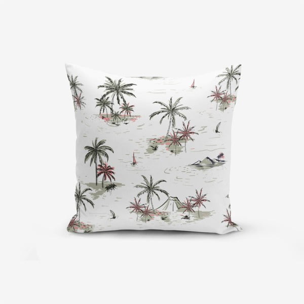 Бяла калъфка за възглавница Palm Adası, 45 x 45 cm - Minimalist Cushion Covers