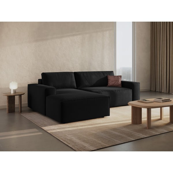 Черен разтегателен ъглов диван (ляв ъгъл) Jodie – Micadoni Home-image-1