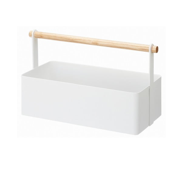 Бяла многофункционална кутия с детайли от букова дървесина Кутия за инструменти, дължина 29 cm Tosca - YAMAZAKI