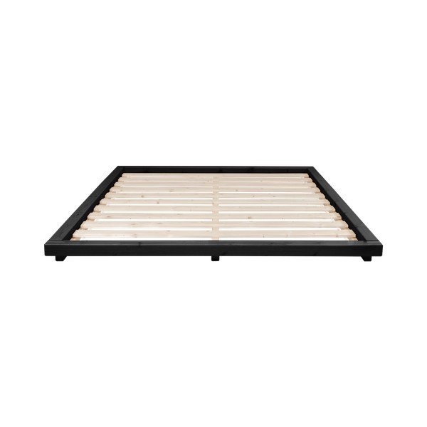 Dvoulůžková postel z borovicového dřeva s matrací a tatami Karup Design Dock Double Latex Black/Natural, 140 x 200 cm-image-1