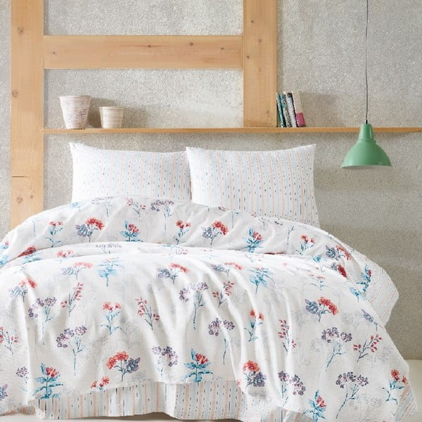 Комплект от памучна тънка покривка за единично легло, чаршаф и калъфка за възглавница Spring - Unknown
