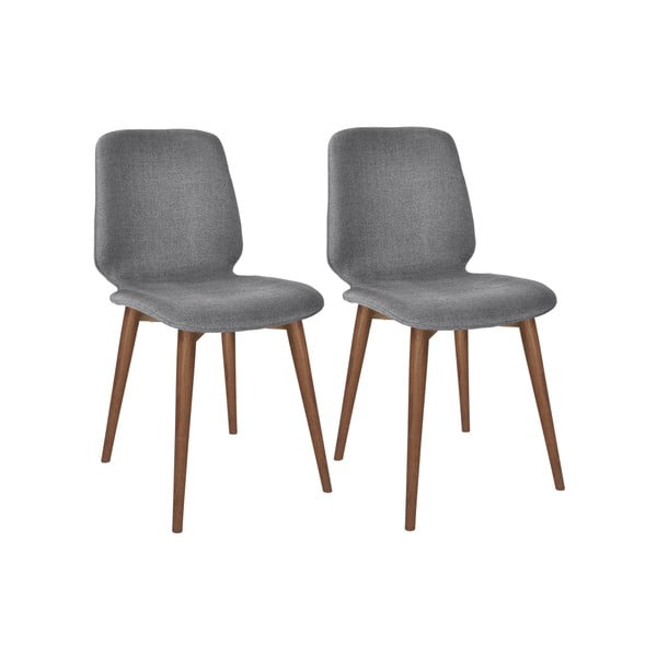 Комплект от 2 сиви трапезни стола с масивни крака от орех WOOD AND VISION Basic - Wood and Vision