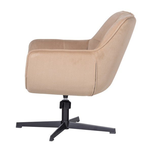 Бежово въртящо се кадифено кресло Wibo – WOOOD-image-3