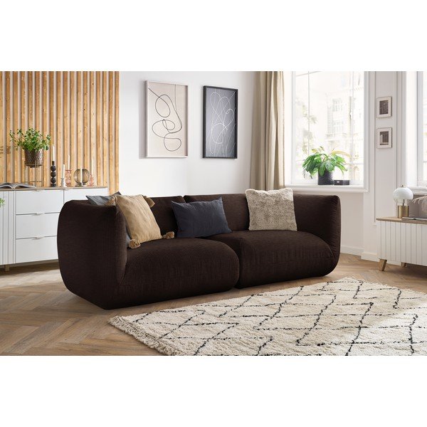 Тъмнокафяв велурен диван 260 cm Lecomte - Bobochic Paris-image-1