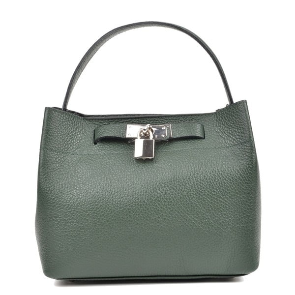 Зелена кожена чанта Lock Verde - Isabella Rhea