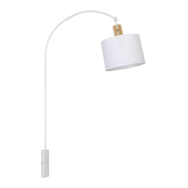 Бяла стенна лампа с дървени детайли Castro White Big Uno - Glimte