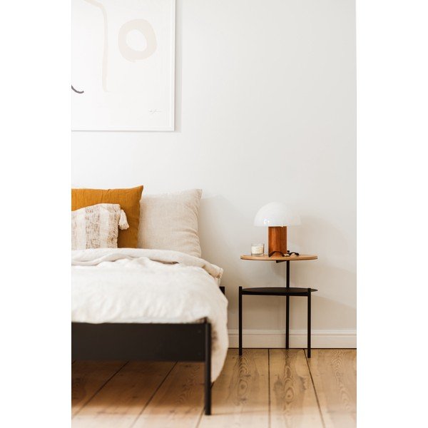 Черно/в естествен цвят нощно шкафче с дъбов плот Tu – noo.ma-image-1