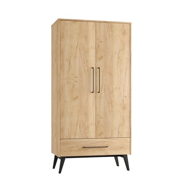 Детски гардероб от декор от бук в естествен цвят 100x200 cm Retro – Pinio-image-2