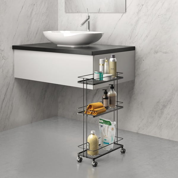 Матово черен стоманен подвижен стелаж 38x62x16 cm Lava – Metaltex-image-2