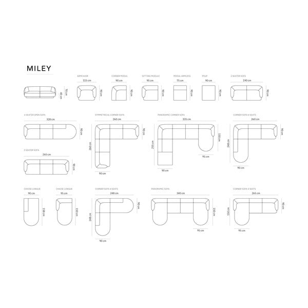 Сив диван 259 cm Miley - Micadoni Home-image-4